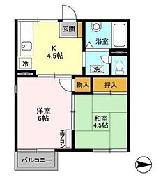 シティハイム 1階2Kの間取り