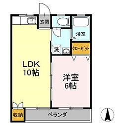 光マンション 1LDKの間取図画像