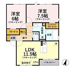 ボナールA 2LDKの間取図画像