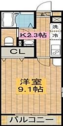 リブレリア習志野 1Kの間取図画像