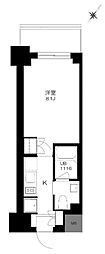プライマル勝どき 1Kの間取図画像