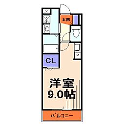 エスポワール南 1Kの間取図画像