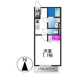 INOVE吉松 1Kの間取図画像