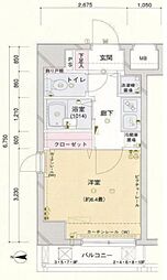 OLIO芝浦 1Kの間取図画像