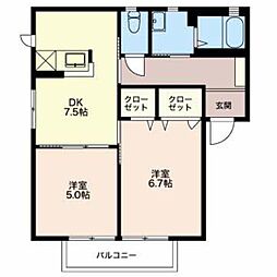 ラフィードC 2DKの間取図画像