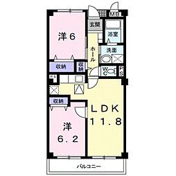 ラトゥール 2LDKの間取図画像