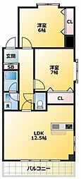プレステージュミネギシ 2LDKの間取図画像