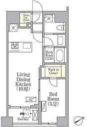 ソラシアレジデンス京橋 8階1LDKの間取り
