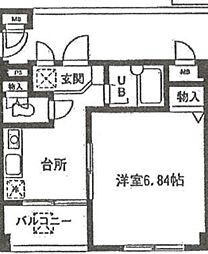 リバーストーン瑞江 1Kの間取図画像