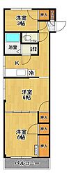 ダルマハイツ 3Kの間取図画像