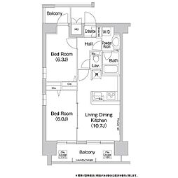 COMFORIA芝浦 2LDKの間取図画像