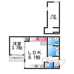 ハーモニーテラス南庄町 1LDKの間取図画像
