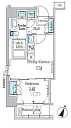 パークアクシス大塚サウスレジデンス 1階1DKの間取り