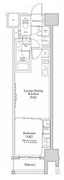 ザ・パークハビオ日本橋三越前 1LDKの間取図画像