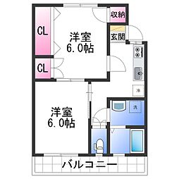 JR紀勢本線 宮前駅 徒歩28分の賃貸マンション 3階2Kの間取り