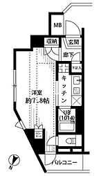 プレール・ドゥーク品川西大井 1Kの間取図画像