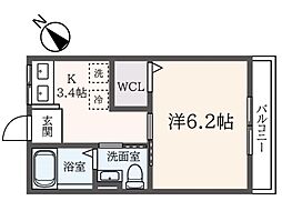 シティハイムグランツ 1Kの間取図画像