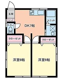 コーポ松 2DKの間取図画像