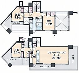 パークタワー横濱ポートサイド 3LDKの間取図画像