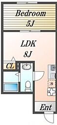 ｃａｒｐｅ恋ヶ窪 1階1LDKの間取り