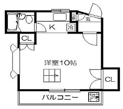 ステュディオ海神 ワンルームの間取図画像