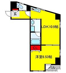 ソフィアコート津田沼 5階1LDKの間取り