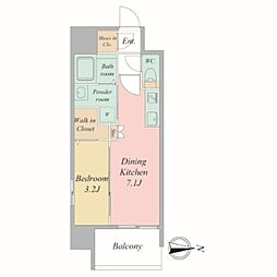 JR大阪環状線 森ノ宮駅 徒歩5分の賃貸マンション 12階1DKの間取り