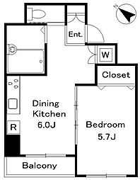 ブルンネン半蔵門 6階1DKの間取り