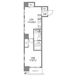 ルクレ新川レジデンス 9階1LDKの間取り