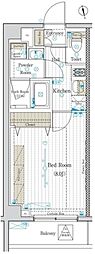 フュージョナル王子リコット 1Kの間取図画像