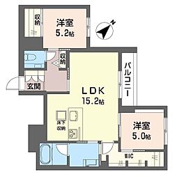 ミライザ桜丘 2LDKの間取図画像