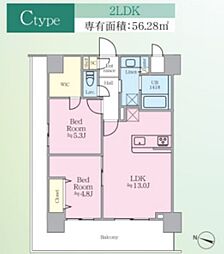 パピルス三ノ輪レジデンス 2LDKの間取図画像