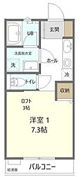プロメテール ワンルームの間取図画像