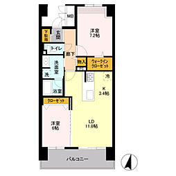 ロイヤルパークス若葉台 2LDKの間取図画像