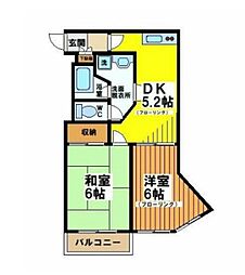 グリーンハウス3 2DKの間取図画像