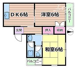 竹園コープ 2DKの間取図画像