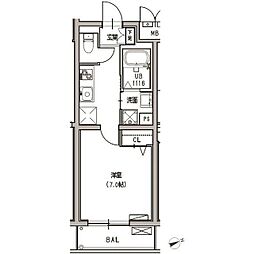 ＭＤＭ早稲田 3階1Kの間取り