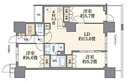 津田沼ザ・タワー 3LDKの間取図画像
