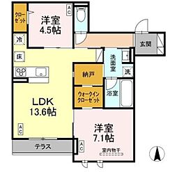 D-comodo小金井貫井北町 1階2LDKの間取り