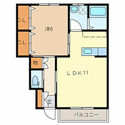 カスターニャ 1LDKの間取図画像