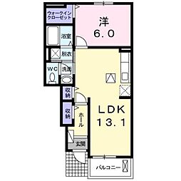 グリシーヌ1 1LDKの間取図画像