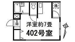 パニエドフルール大塚台 4階ワンルームの間取り