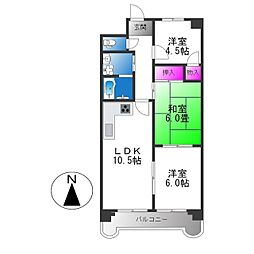 プランドールむつみ 3DKの間取図画像