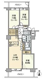 東急ドエルステージ21センターコート壱番館 3LDKの間取図画像