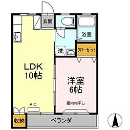 光マンション 1LDKの間取図画像