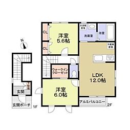 クレストガーデン 2LDKの間取図画像