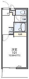 レオパレス忠 1Kの間取図画像