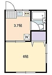東町コーポ 1Kの間取図画像