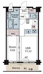 ラグゼナ東陽町 7階1LDKの間取り