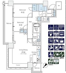 パークホームズ豊洲ザレジデンス 2SLDKの間取図画像